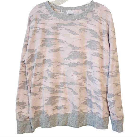 Splendid | Women's Pink Camo Print Crewneck Sweatshirt (Size Large) - Picture 1 of 11